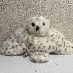 Folkmanis Snowy Owl Hand Puppet Plush White Spotted Owl Educational Toy